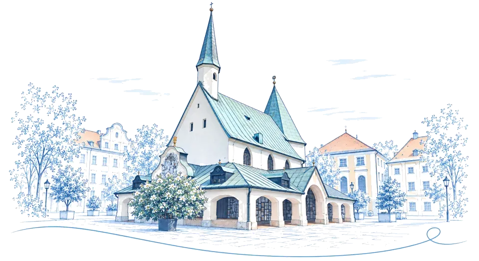 Illustration: Gnadenkapelle am Kapellplatz in Altötting