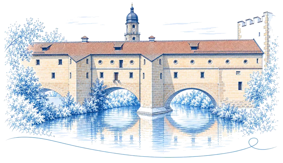 Illustration: Stadtbrille über der Vils in Amberg