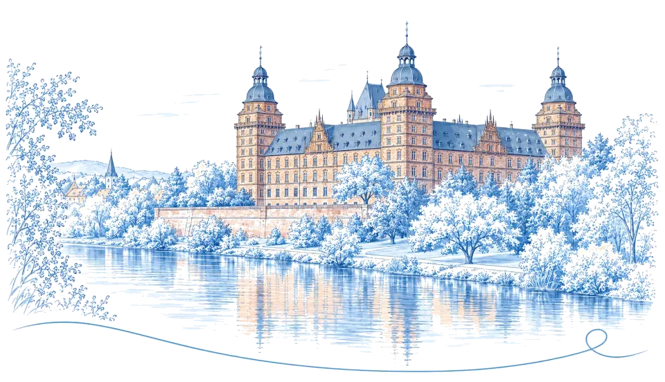 Illustration: Schloss Johannisburg am Main in Aschaffenburg
