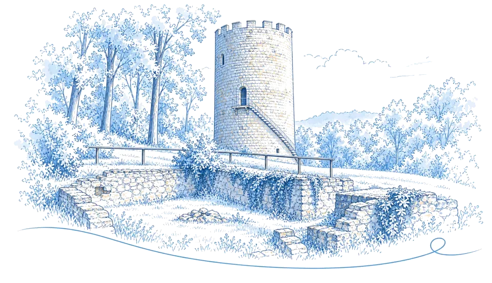 Illustration: Heinrichsturm der Burg Abbach in Bad Abbach