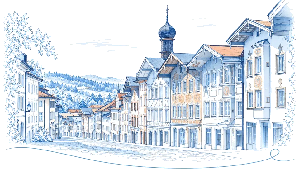 Illustration: Historische Marktstraße in Bad Tölz