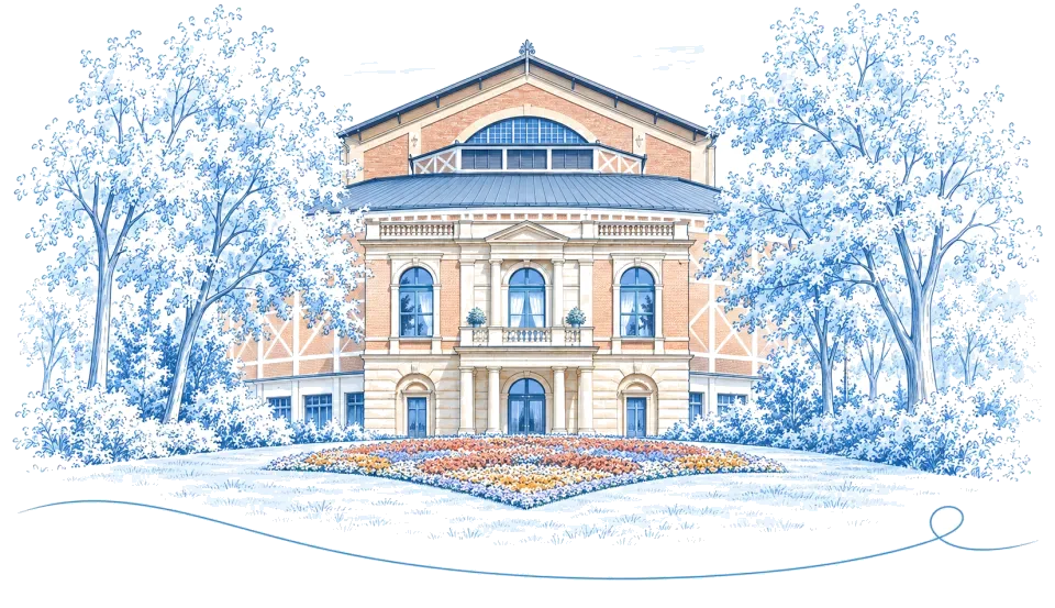 Illustration: Richard-Wagner-Festspielhaus auf dem Grünen Hügel in Bayreuth