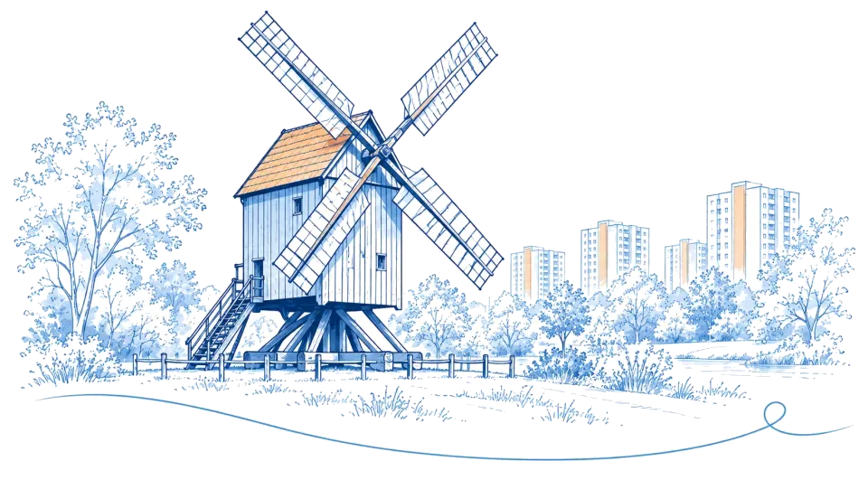 Illustration: Bockwindmühle in Alt-Marzahn