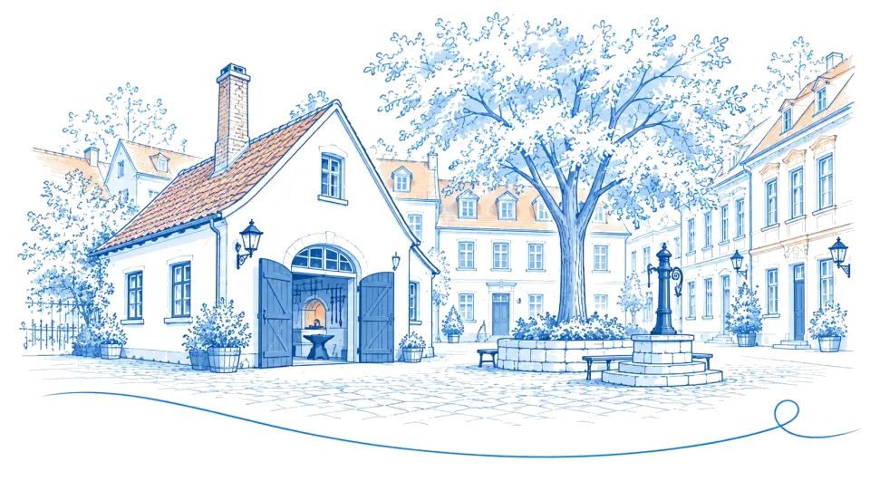 Illustration: Alte Schmiede am Richardplatz in Rixdorf
