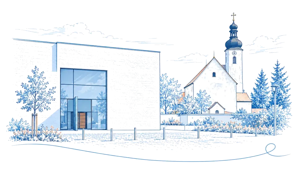 Illustration: Kirchen St. Franziskus und St. Michael in Burgweinting