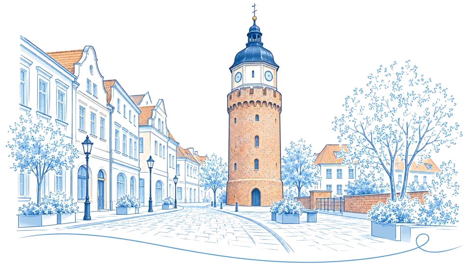 Illustration: Spremberger Turm in der Cottbuser Altstadt