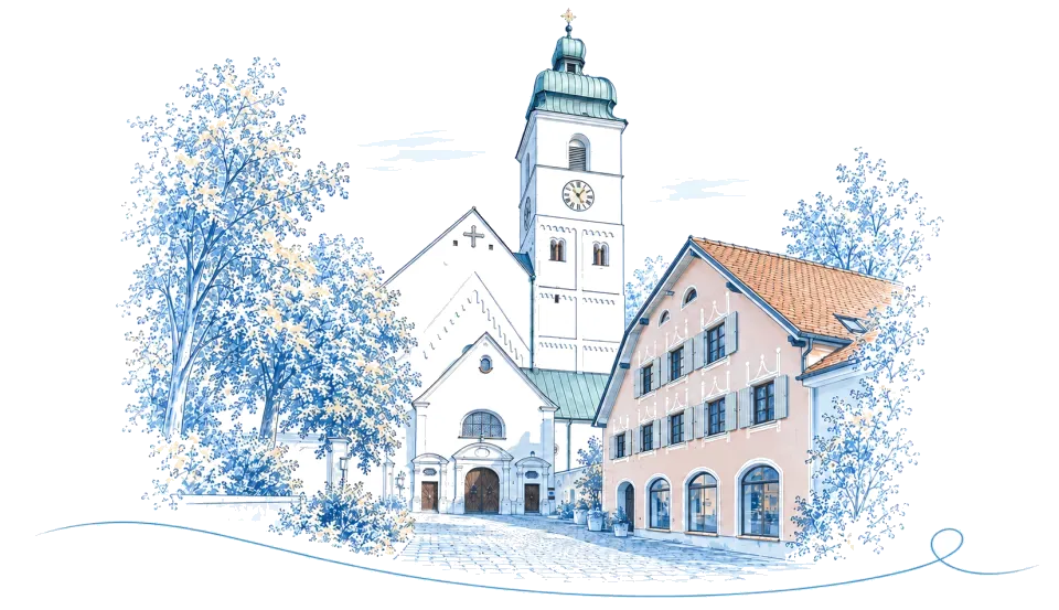 Illustration: Ehemalige Klosterkirche St. Sebastian in Ebersberg