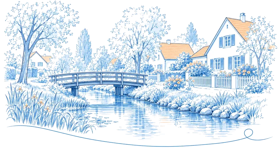 Illustration: Brücke über das Fredersdorfer Mühlenfließ