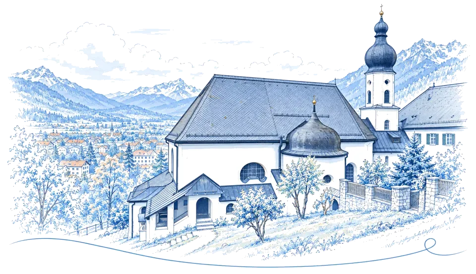 Illustration: Wallfahrtskirche St. Anton in Garmisch-Partenkirchen