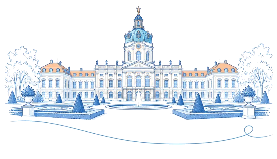 Illustration: Schloss Charlottenburg mit Barockgarten