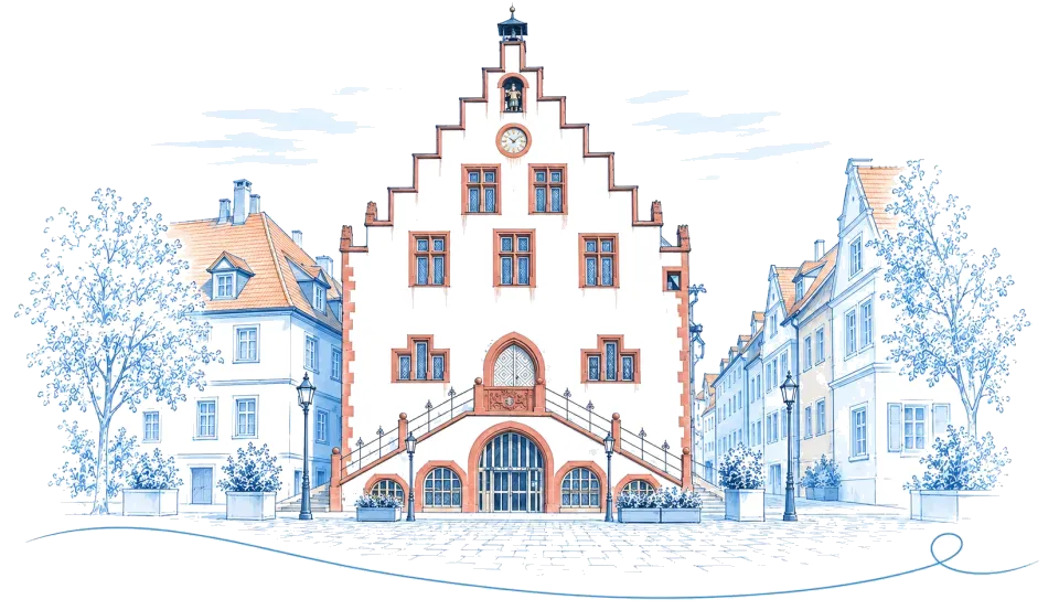 Illustration: Historisches Rathaus am Marktplatz in Karlstadt