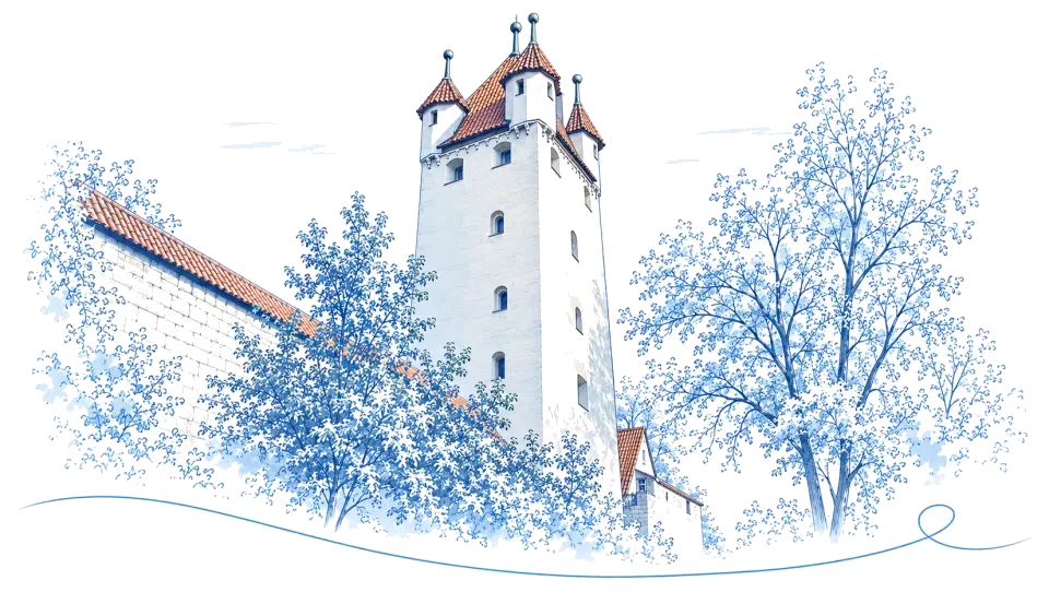 Illustration: Fünfknopfturm in Kaufbeuren