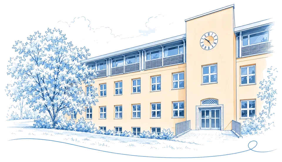 Illustration: Konradschule in der Regensburger Konradsiedlung