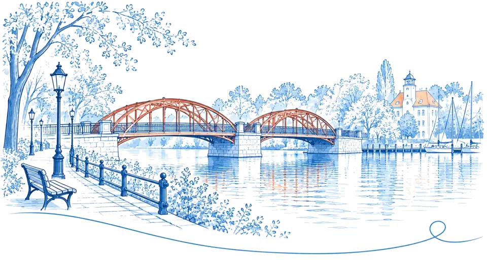 Illustration: Tegeler Hafenbrücke am Tegeler See