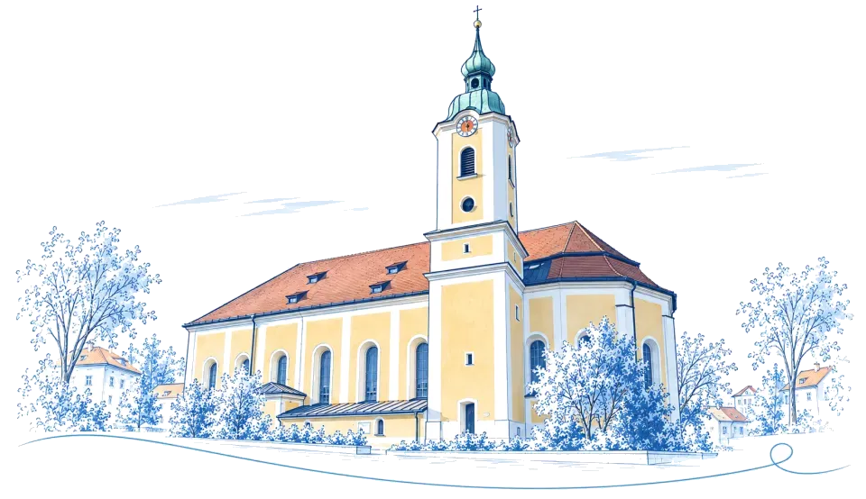 Illustration: Stadtpfarrkirche Mariä Himmelfahrt in Miesbach