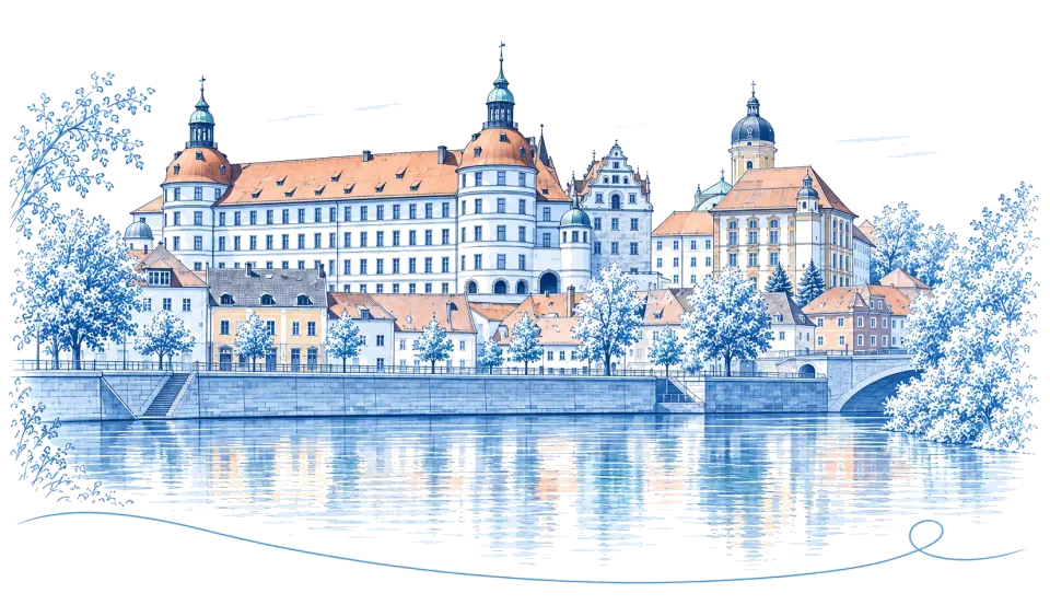 Illustration: Schloss Neuburg über der Donau