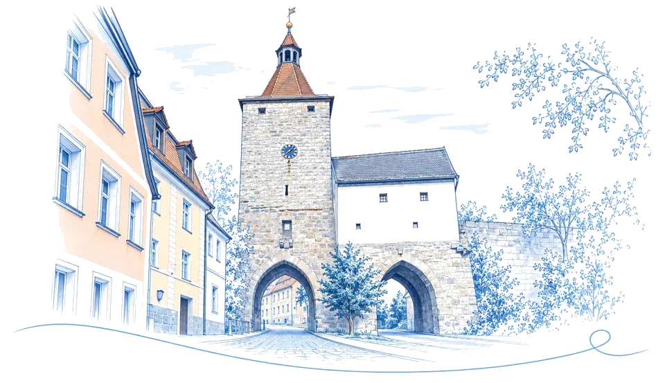 Illustration: Nürnberger Tor (Oberes Tor) in Neustadt an der Aisch