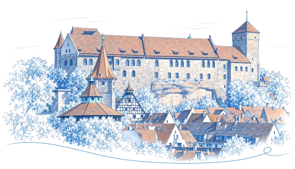 Illustration: Kaiserburg über der Nürnberger Altstadt