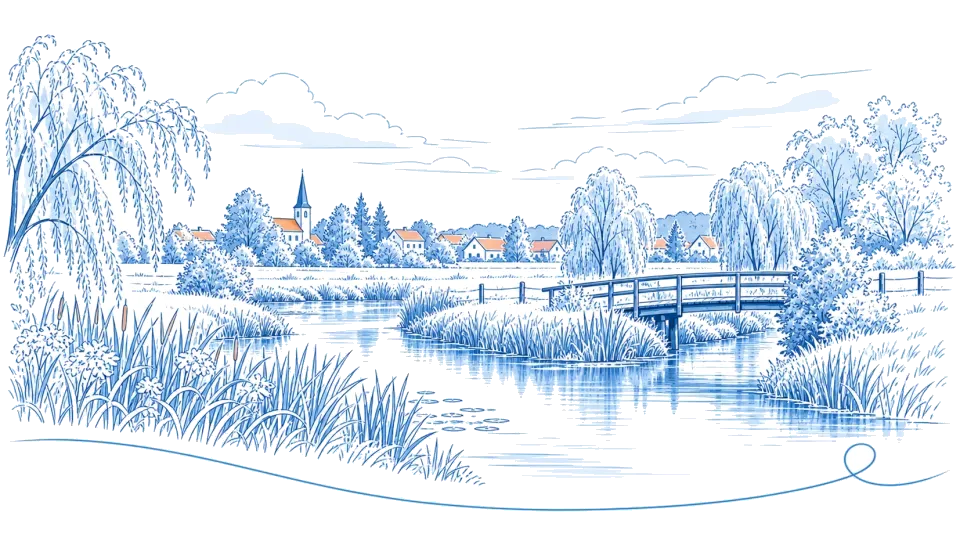 Illustration: Brücke über die Nuthewiesen bei Nuthetal