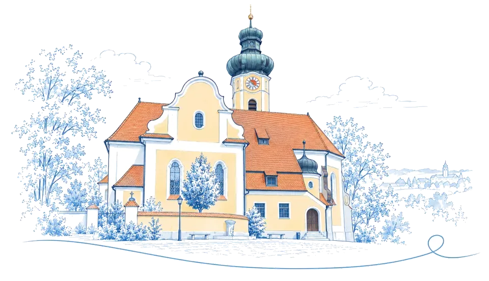 Illustration: Kirche Mariä Himmelfahrt in Hohengebraching, Gemeinde Pentling