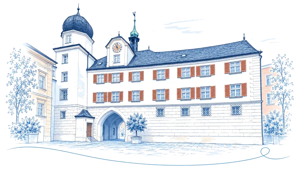 Illustration: Mittertor in Rosenheim