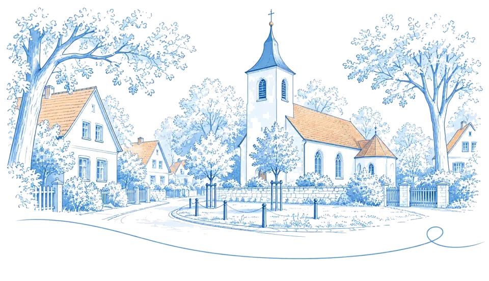 Illustration: Dorfkirche im Ortskern von Schulzendorf