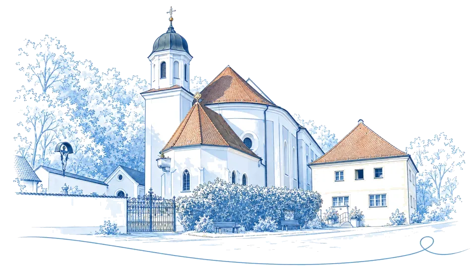 Illustration: Wallfahrtskirche Mariaort an der Naabmündung, Gemeinde Sinzing