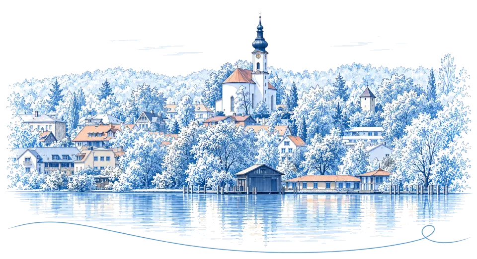 Illustration: St. Josef über dem Starnberger See