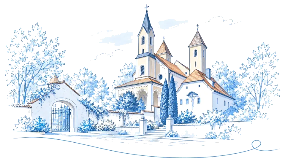 Illustration: Dreifaltigkeitskirche mit Friedhof am Regensburger Steinweg