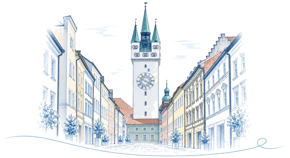 Illustration: Stadtturm am Stadtplatz in Straubing
