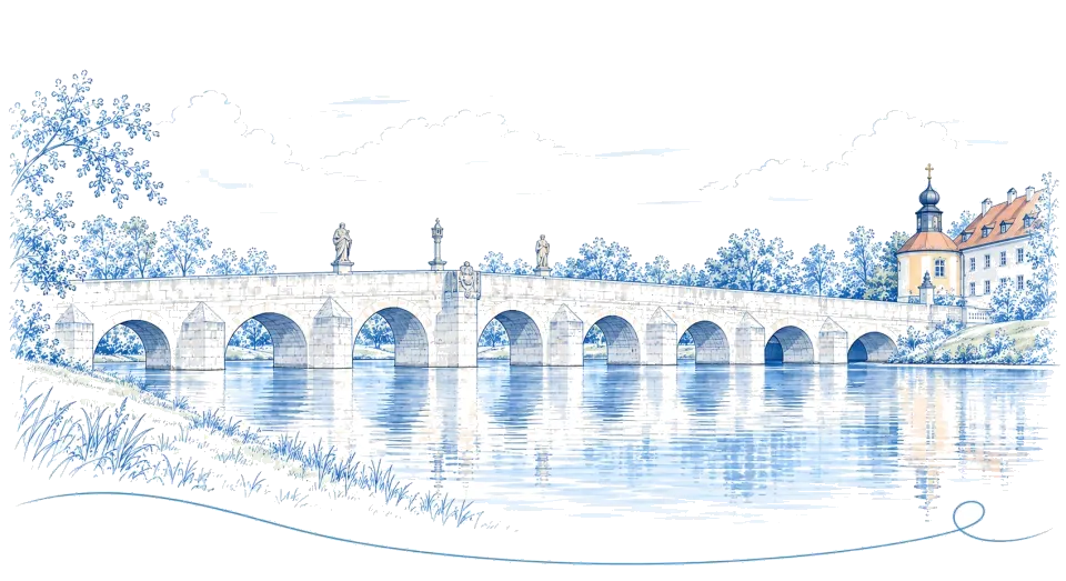 Illustration: Fischhofbrücke mit dem Fischhof in Tirschenreuth