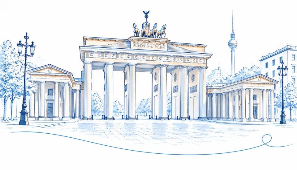 Illustration: Brandenburger Tor und Fernsehturm in Berlin